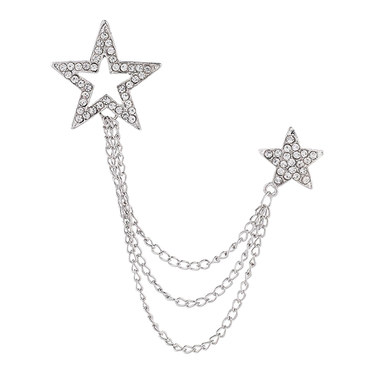 Maxbell Star Brooch Wedding Brooch Pin Hanging Chains Jewelry Suit Brooch with Chain