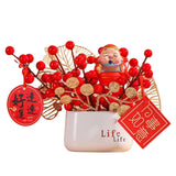 Maxbell Red Berries Bouquet Flower Arrangement Potted Plants for New Year Decoration Style A