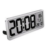 Max 14'' Digital Wall Clock w/ Jumbo LCD Display and Indoor Temperature  Silver
