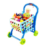 Max Precious Plastic Shopping Cart with Grocery Food for Kids Playset Toys Blue