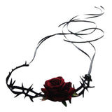 Maxbell Flower Choker Necklace Women Flower Lace up Necklace for Gift Bride Festival