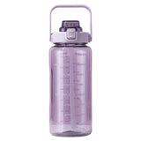 Maxbell Motivational Water Bottle with Carry Handle, Time Marker & Straw Purple