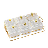 Maxbell Divided Serving Dishes Dried Fruit Plate Nuts Tray for Snacks Clear 6 Grids