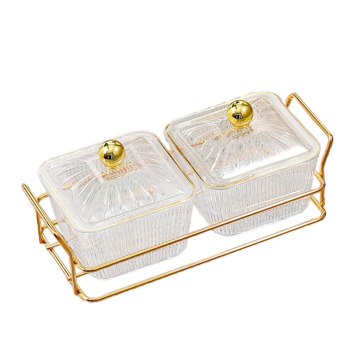 Maxbell Divided Serving Dishes Dried Fruit Plate Nuts Tray for Snacks 2 Grids Clear