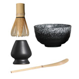 Maxbell Ceramic Matcha Set Traditional Tea Ceremony Whisk Holder for Home Tea House Gray and Black