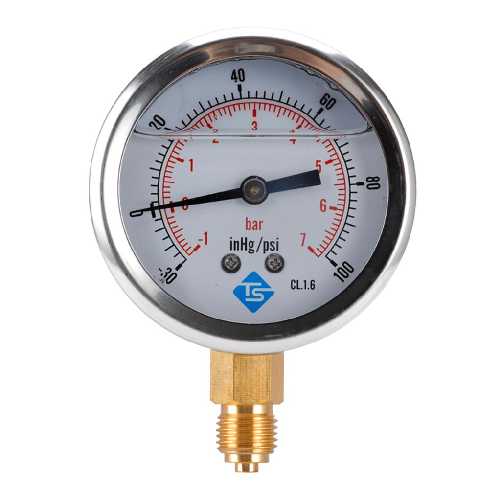 Maxbell Vacuum Gauge 68mm , -1/0 Bar &-30*Hg - Male Bottom Connectio E