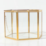 Maxbell Hexagon Brass Glass Geometric Terrarium Succulent Planter Wedding Favors 14 x 14 x 9.5 cm
