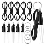 Maxbell Foldable Scissors KeyChain Silver Metal Scissor Nurse Pen Set Black