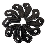 Maxbell 10Pcs PU Golf Iron Covers Set Golf Club Head Cover Training Equipment Sticky