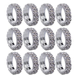 Maxbell Women Bridal Wedding Crystal Diamante 2 ROW Elastic Stretch Ring Clear