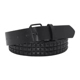 Maxbell Studded Leather Belt with Pin Buckle Square Bead Rivet Belt Women Belts Black