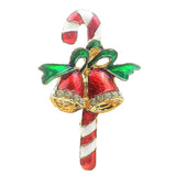 Maxbell Enamel Cute Christmas Jingle Bell Walking Stick Collar Bag Pin Brooch