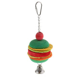Max Hamburg Shape Pet Bird Toy with Bell Wooden Loofah Chewing Parrot Cage Toy