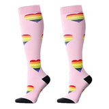 Max 1 Pair Running Sports Leg Support Sleeves Compression Socks Pink XL L