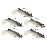Max 5 Pieces Soft Fishing Lures Swimbaits Multicolor Baits with Hooks Black 1