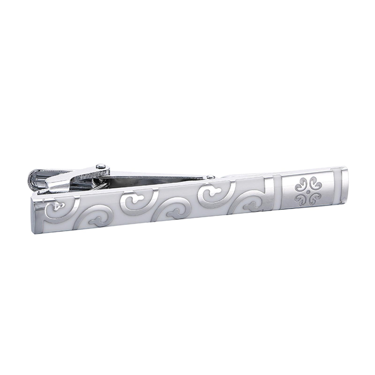 Maxbell Casual Men Tie Clip Bar Clasp Necktie Clasp Pin for Business Office  white