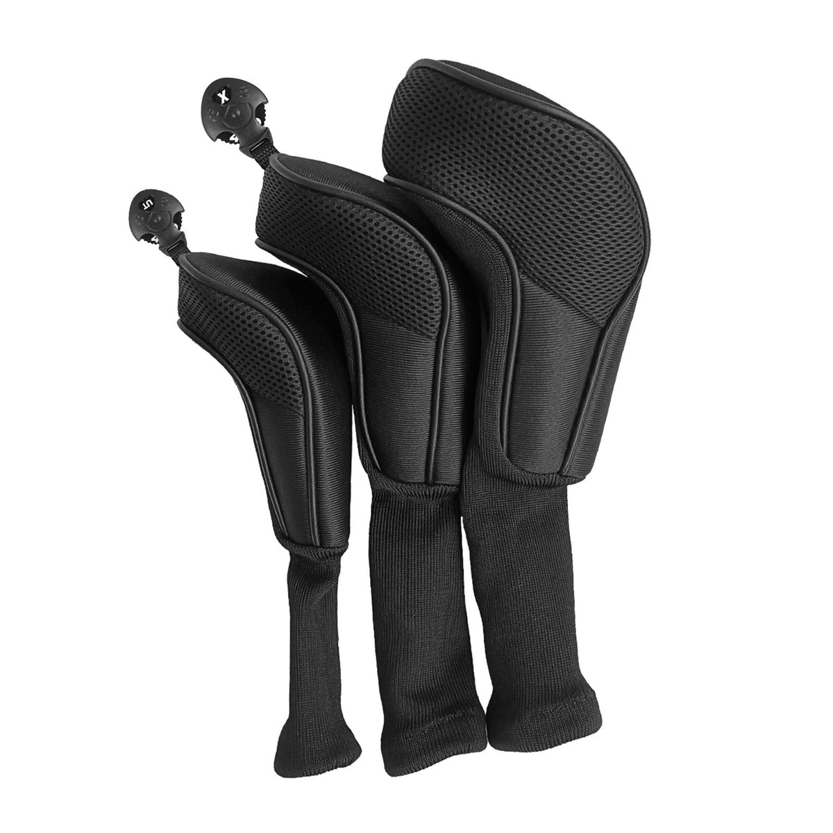 Maxbell 3x Mesh Golf Wood Head Cover Headcover Protector Sleeve Accessories Black