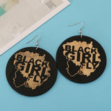 Maxbell Natural Wooden Round Earrings African Style Painted Dangle Drop with Hook