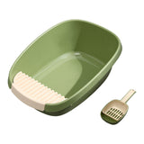 Maxbell Pet Litter Tray Potty Toilet Anti Splashing Semi Closed Cat Litter Box 57x41x20cm Green