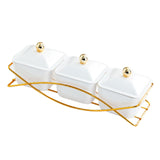 Maxbell Nordic Serving Platter with Lid 3 Snack Serving Bowls for Home Sweet Cookies White