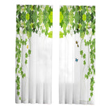 Maxbell 2 Pieces Green Leaves Semi Curtain Window Drapes for Window Bedroom style B