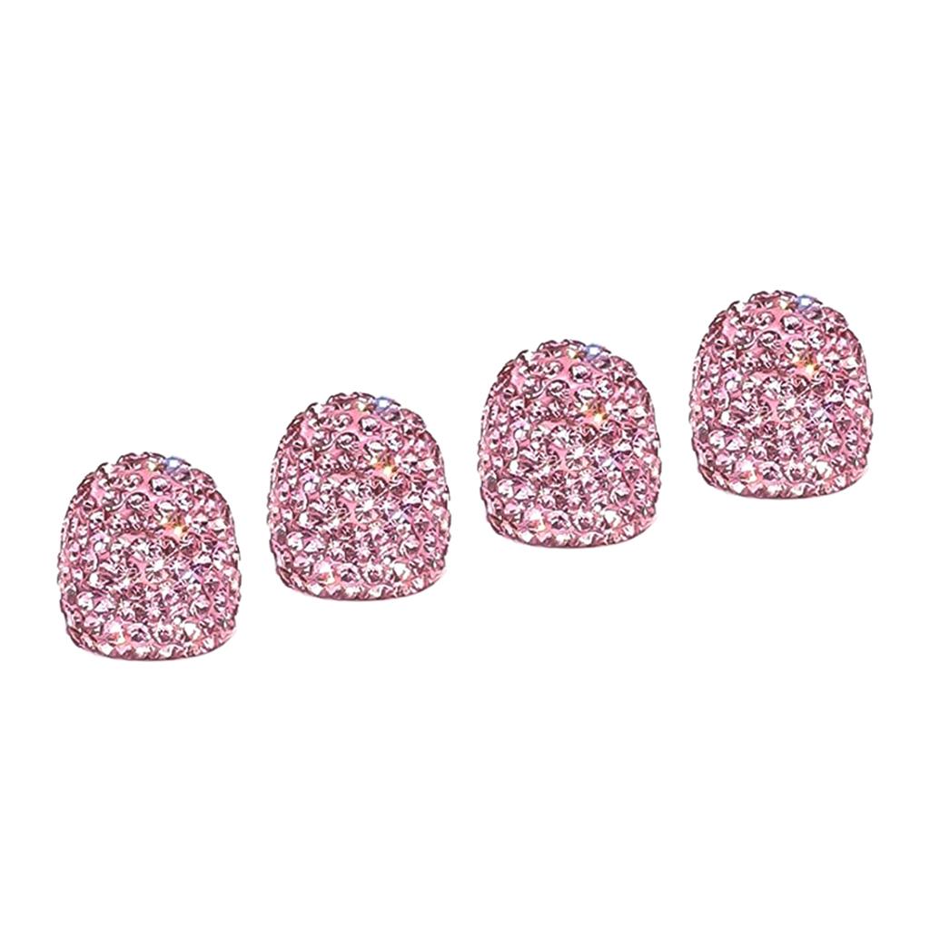 Max 4Pcs/Lot Rhinestone Car Tire Valve Caps Diamond Shining Dustproof Caps Pink