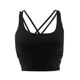 Max Yoga Seamless Strappy Bralette Sports Bra Padded Workout Tank Top Black