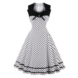 Max Vintage Polka Dots Swing Dress 50s Rockabilly Cocktail Dress White L