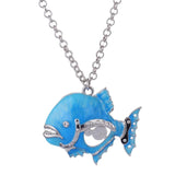 Maxbell Women Girls Fashion 3D Enamel Fish Pendant Chain Necklace Sweater Jewelry