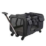 Maxbell Pet Carrier on Wheels with Wheels Rolling Carrier for Kitten Puppy Going Out black