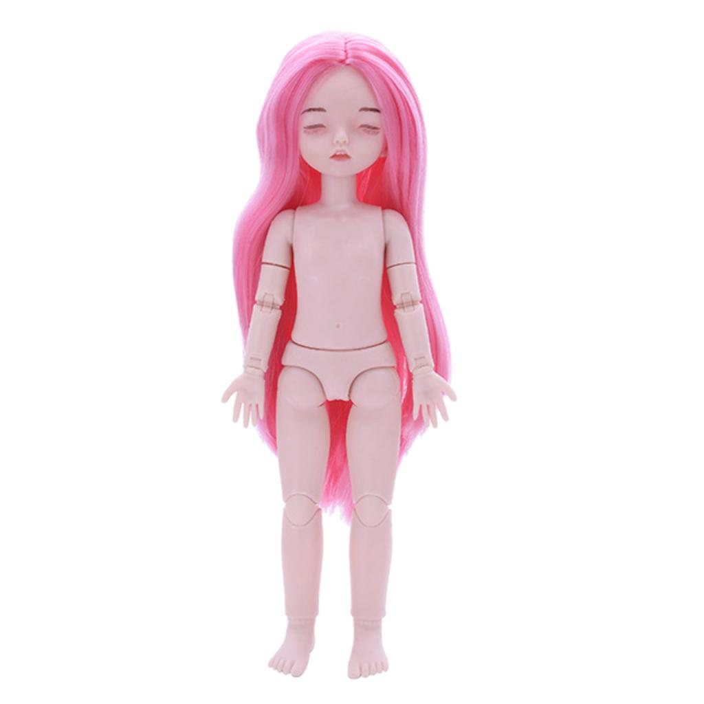 Maxbell Lovely 28cm Girl Doll Nude Body Part Rose Pink Straight Hair Central Parting