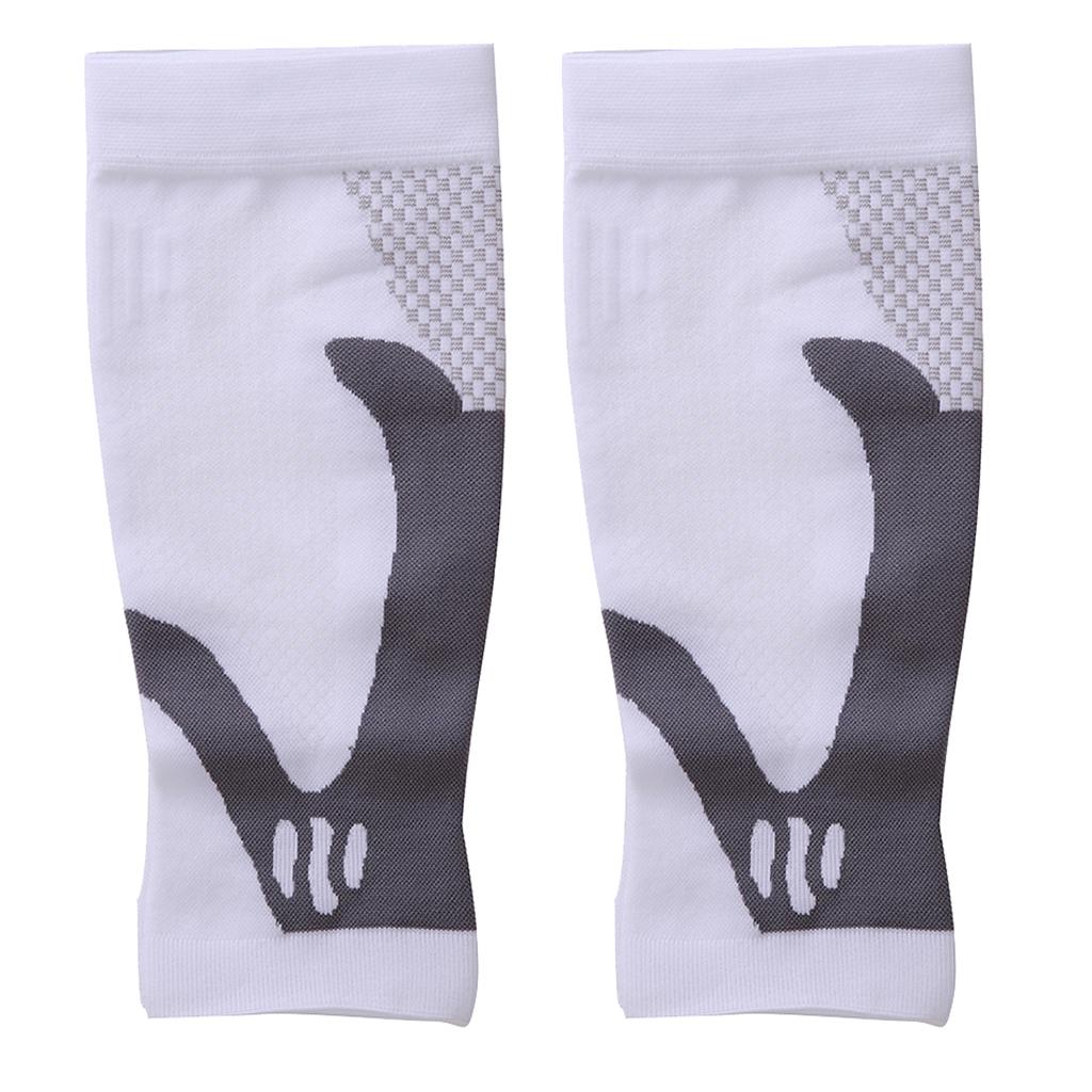 Max 1 Pair Sports  Running Calf Compression Sleeves Leg Guard Wrap White S