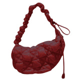 Maxbell Pleated Cloud Bag Tote Purse Cloud Bubbles Handbags for Girls Beach Shopping dark red