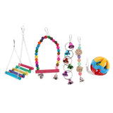 Max 5pcs Parrot Chewing Swing Toys Rattan Ball String Bells Perches