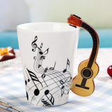 Max Musical Notes Design Ceramic Drink Tea Mug Cup Wood Guitar Freedom