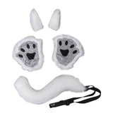 Maxbell Costume Set Halloween Ears Tail Paw Fancy Costume Cosplay Party white