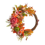 Maxbell Front Door Fall Wreath Artificial Garland Flower Party Autumn Harvest Wreath Orange Flower