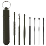 Maxbell 7Pcs Ear Wax Removal Tool Stainless Steel Smooth Ear Care Household Black