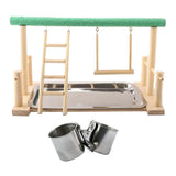 Maxbell Parrot Wood Stand Activity Center Ladder w/Cup Frosted Stand with 5cm Cups
