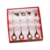Maxbell 4x Christmas Coffee Spoon Reusable Coffee Stirring Spoon for Restaurant Xmas Rose Aureate