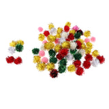 Maxbell 70pcs 25mm Glitter Tinsel Pompom Balls for Play Ball Kitten Cat