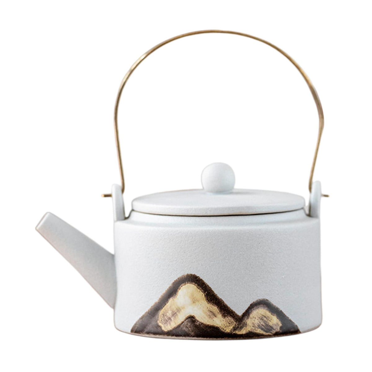 Maxbell 350ml Ceramic Teapot with Handle Household for Loose Tea Women Gift Home White