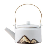 Maxbell 350ml Ceramic Teapot with Handle Household for Loose Tea Women Gift Home White