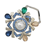 Maxbell Rhinestone Crystal Safety Pin Brooch Flower Pearl Scarf Gown Clip Pin Blue