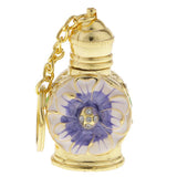Max Golden Chain Glass Flower Pendant Empty Glass Perfume Bottle Purple