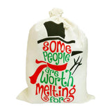 Max Christmas Theme Cloth Drawstring Gift Bags Pouches 50x70cm Letters Snowman