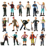 Maxbell 16x Realistic PVC People Figurines Farmer with Animal Model Kids Educational