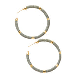 Maxbell C Shaped Hoop Earrings Round Soft Pottery Bohemian for Girls Teens Gray