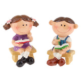 Max 1 Pair Resin Dolls for Garden Flower Pot Bonsai Lawn Decor Yellow Chair