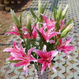 Max Simulation 3-Head Flowers Lily Artificial Plant Home Decor Pink